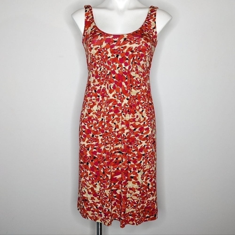 ✨3/$15 CAbi red orange tan tank dress XS